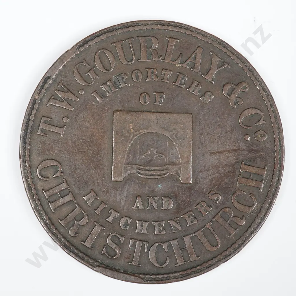 T. W. GOURLAY, CHRISTCHURCH ONE PENNY, LAMPARD 320 Image 1++