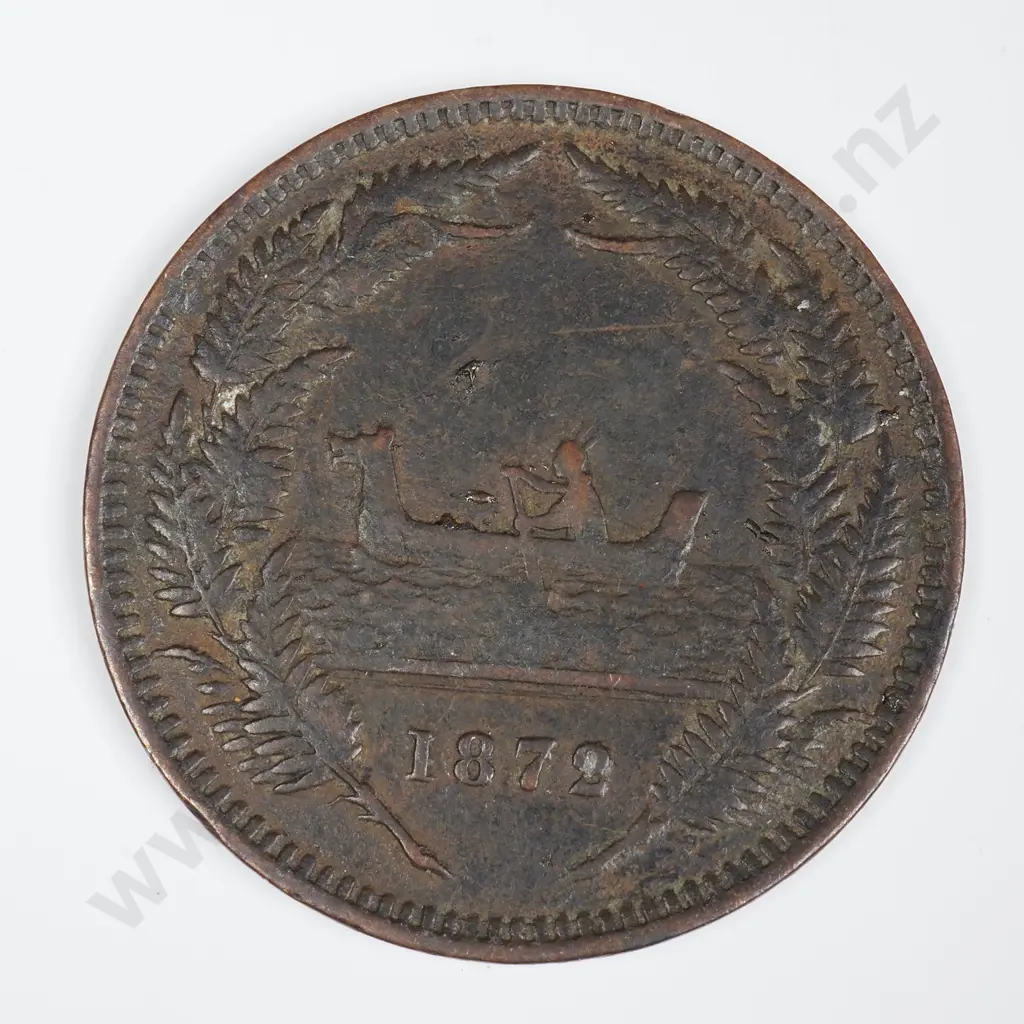 R. GRATTEN, AUCKLAND 1872 ONE PENNY, LAMPARD 321 Image 1++
