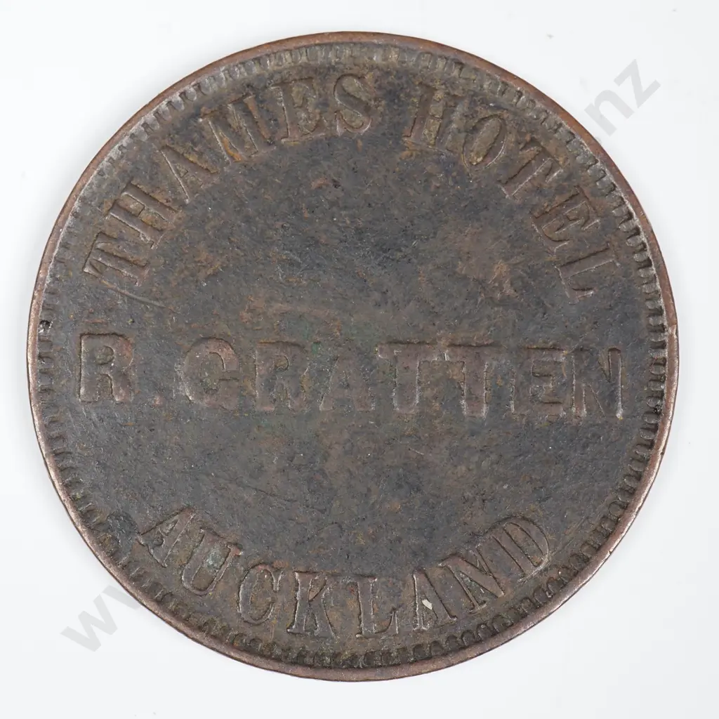 R. GRATTEN, AUCKLAND 1872 ONE PENNY, LAMPARD 321 Image 1++