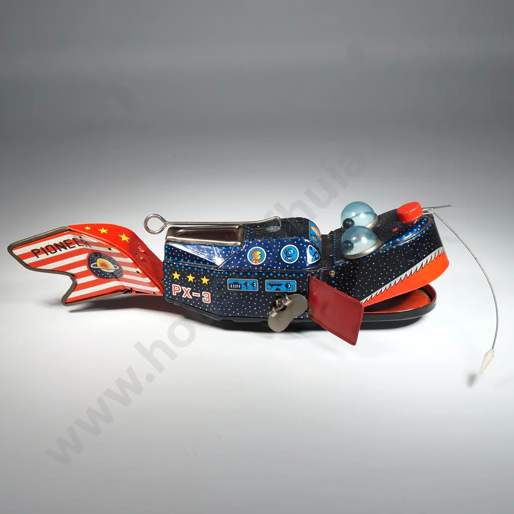 Vintage  Japanese Yoshiya (KO) "Space Whale Ship" Tin Wind Up Toy, Also Known As The Pioneer PX-3. Image 1++