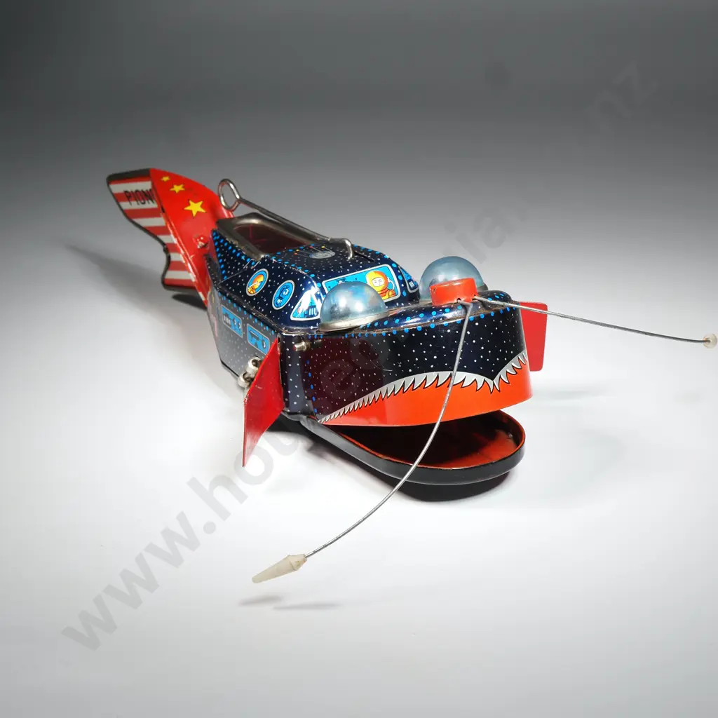 Vintage  Japanese Yoshiya (KO) "Space Whale Ship" Tin Wind Up Toy, Also Known As The Pioneer PX-3. Image 1++