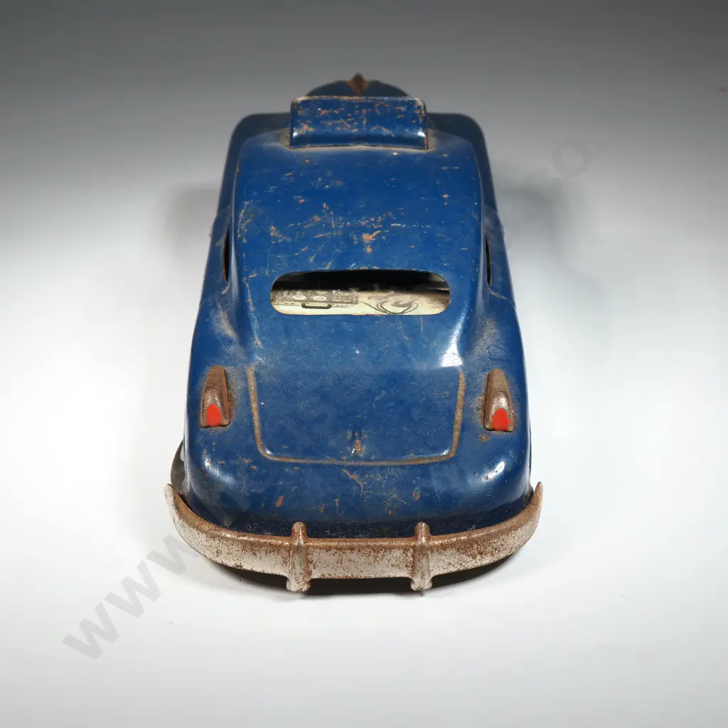 Vintage Blue Tin Plate Toy Car Image 1++