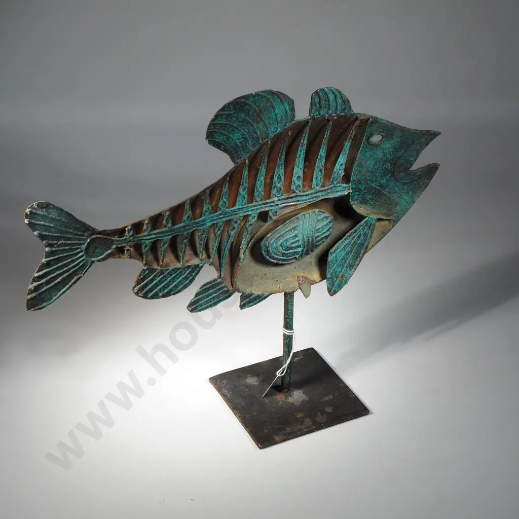 Vintage Brutalist Metal Fish On a Base  Image 1++