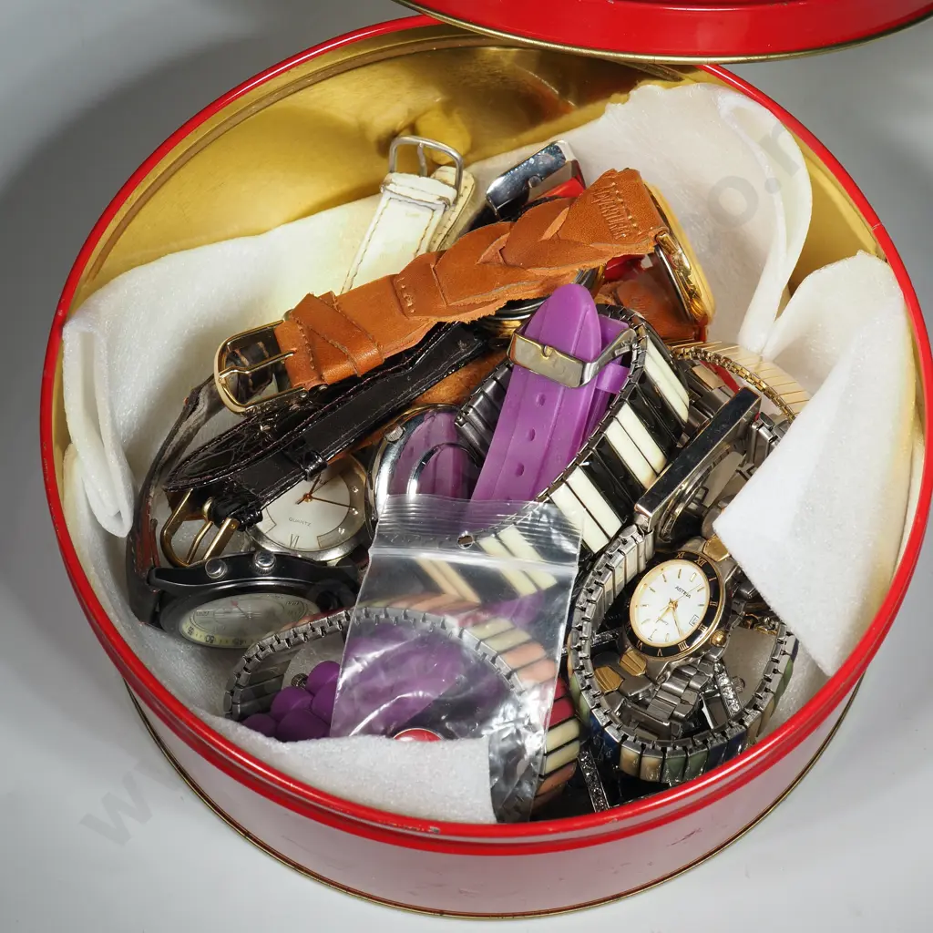 Tin Containing A Quantity of Costume Watches  Image 1++