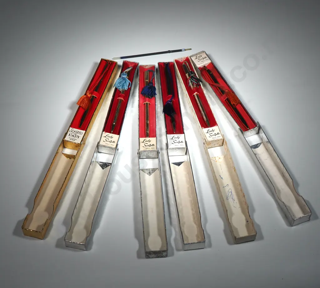 Six "Lady Scripto" Ball Point Pens In Original Boxes  Image 1++