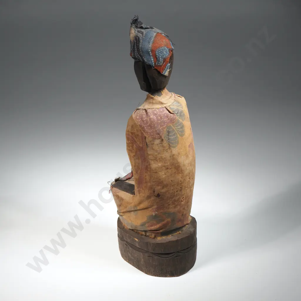 Carved Wooden Figure – Possibly a Buddhist Monk or Devotee Praying Image 1++