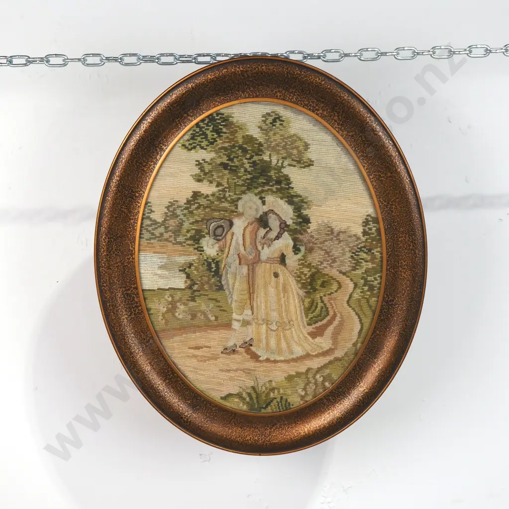 Vintage Gilt Frame w Inset Needlepoint Tapestry Image 1++