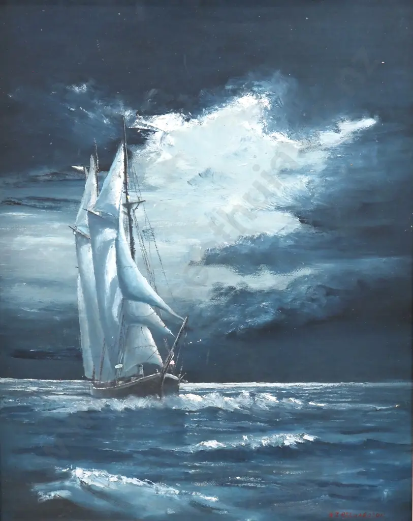 Brent Ian Richardson - A Stormy Night at Sea, Oil Image 1++