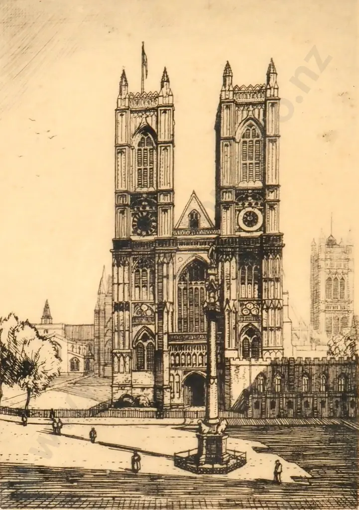 *Oswald Fitch: Westminster Abbey, Etching Image 1++