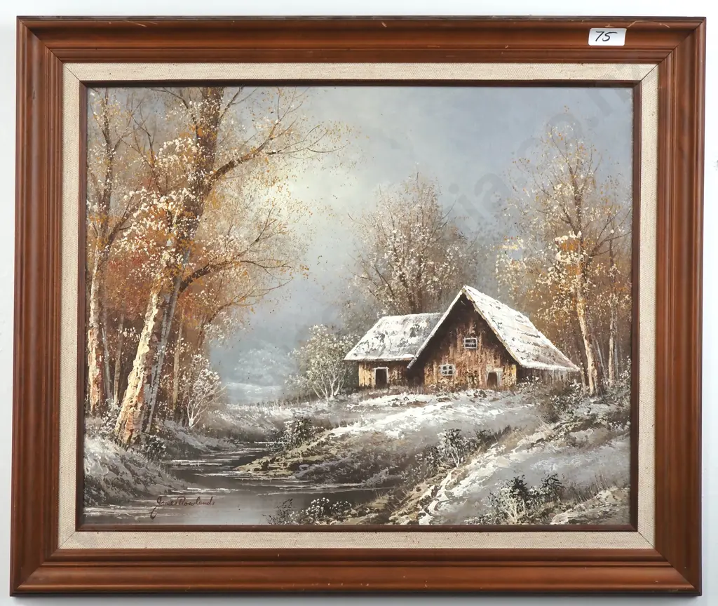James Rowlands - Winter Landscape with Cottage, Oil Image 1++