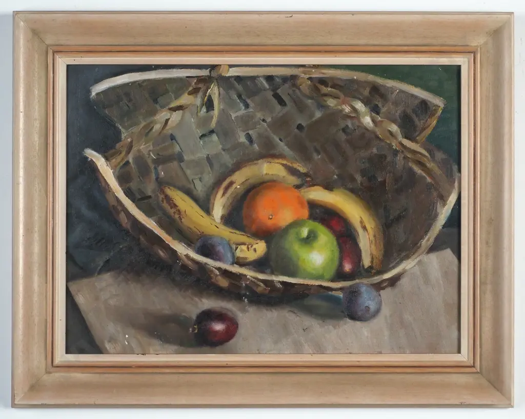 Joan Blomfield - 'Still Life with Woven Basket', Oil on Canvas Image 1++