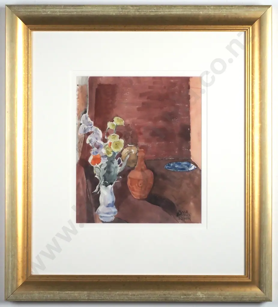 Olivia Spencer-Bower - 'Still Life w Flowers', Watercolour (1965) Image 1++