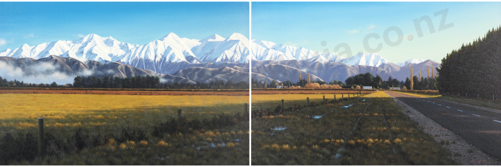 Nathanael Provis - Landscape, Oil on Canvas Diptych Image 1++