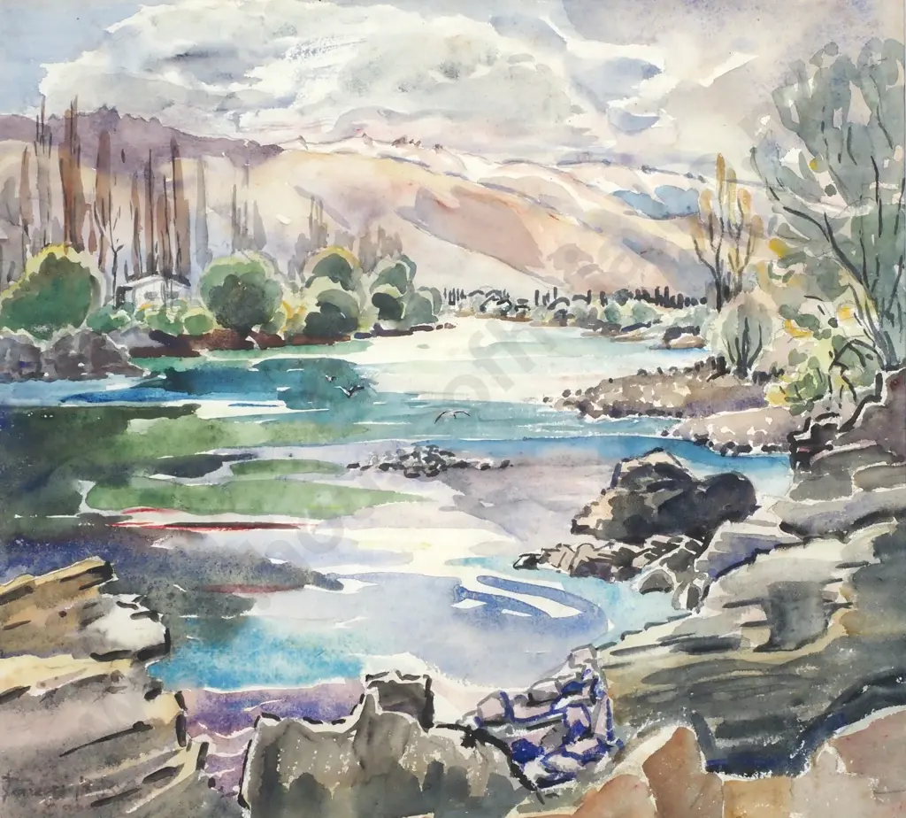 Eana B. Jeans - Taieri River, Watercolour  Image 1++
