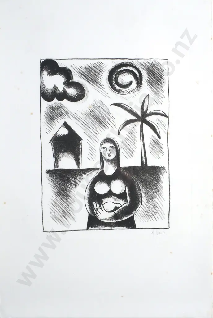 Agnes Wood - Madonna & Kiwi, Lithograph, LE 12/15 Image 1++