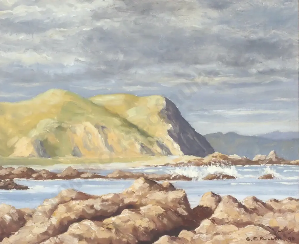 Geoffrey F. Fuller - 'Rocky Coastal Landscape', Oil on Board, 1940 Image 1++