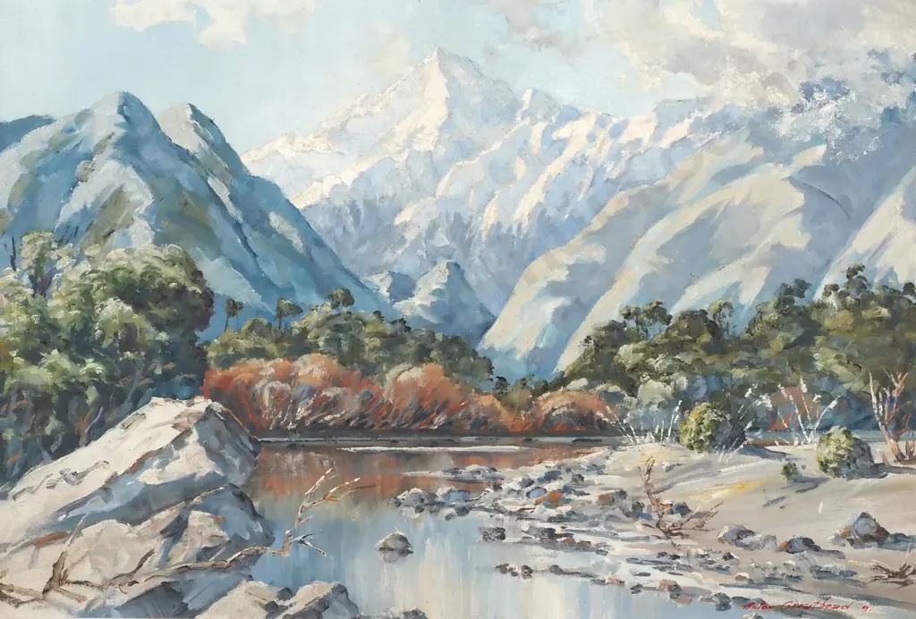 Aston Greathead - 'Southern Alps Landscape', Oil on Board (1963) Image 1++