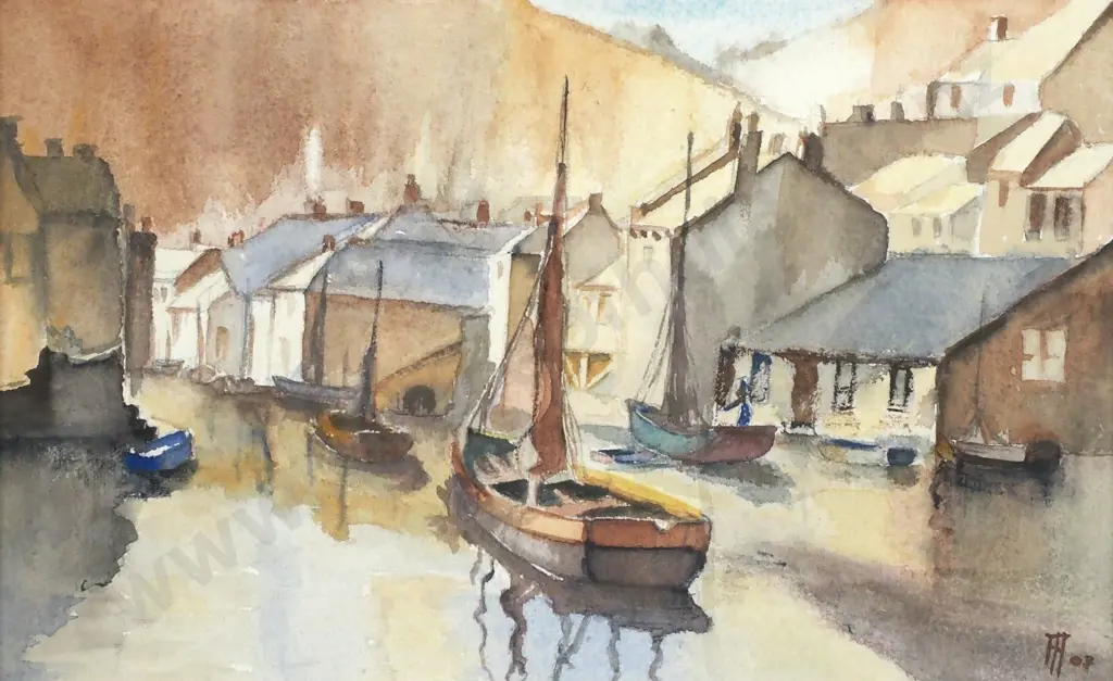 Frances Hodgkins - 'St Ives Boats at Rest', Watercolour (1907) Image 1++