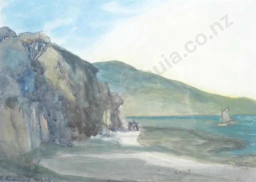 D. K. Richmond - 'Coastal Road', Watercolour on Paper Image 1++