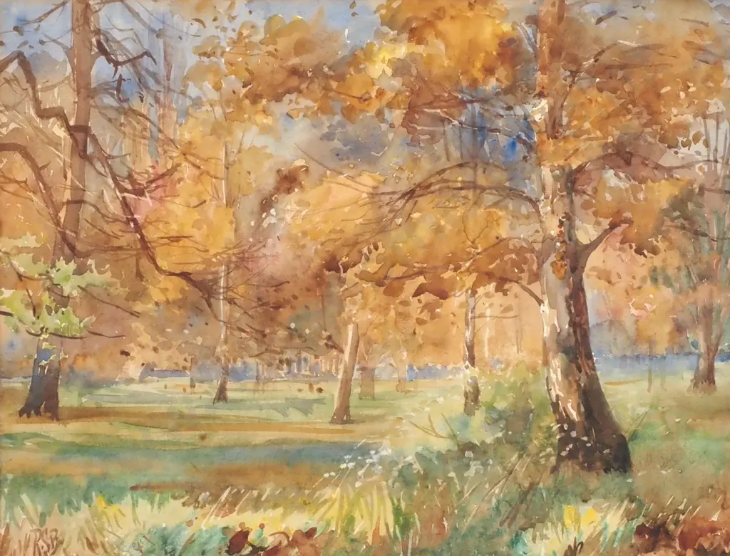 Rosa Spencer Bower - 'Autumnal Wooded Scene', Watercolour on Paper. Image 1++