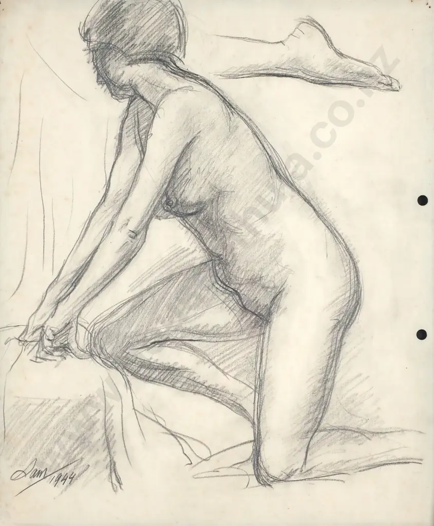Sam Cairncross - Nude Study, Graphite (1944) Image 1++