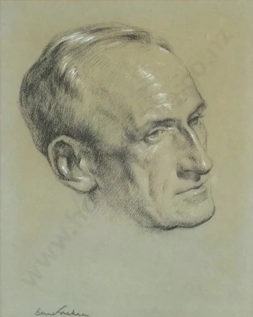 Allan Barns-Graham - Portrait Dr  Stuart Bain MacKay, Conté on Paper Image 1++