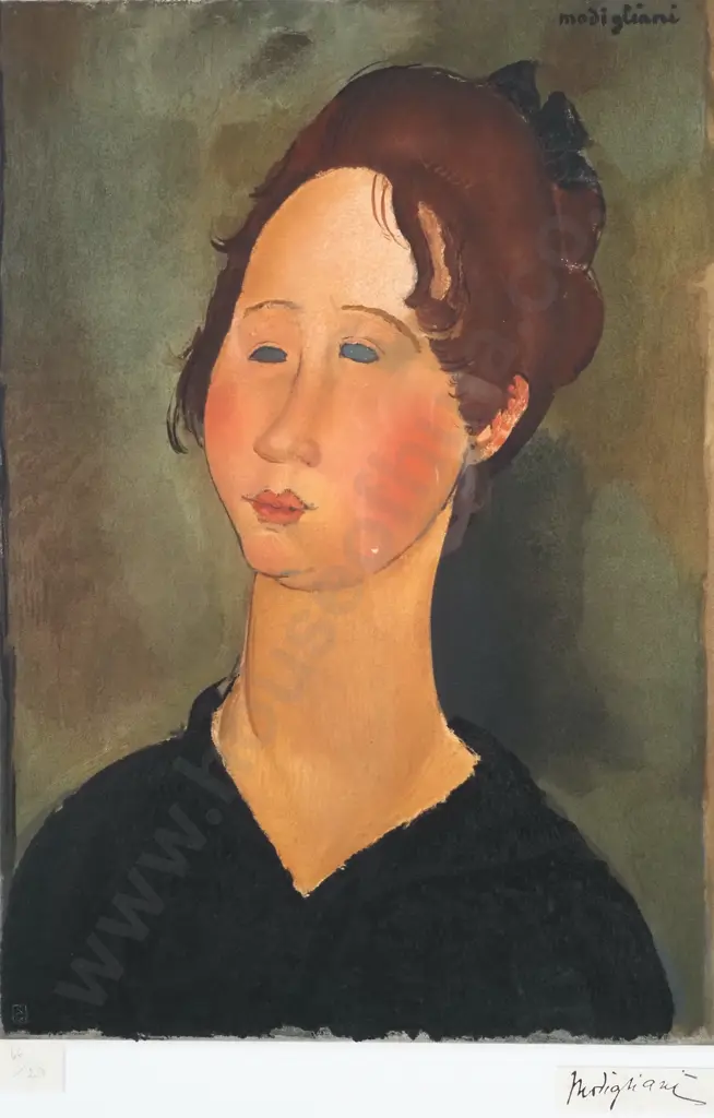 Amadeo Modiglini - 'La Bourguignonne;, Collotype and Pochoir, LE 66/250 Image 1++