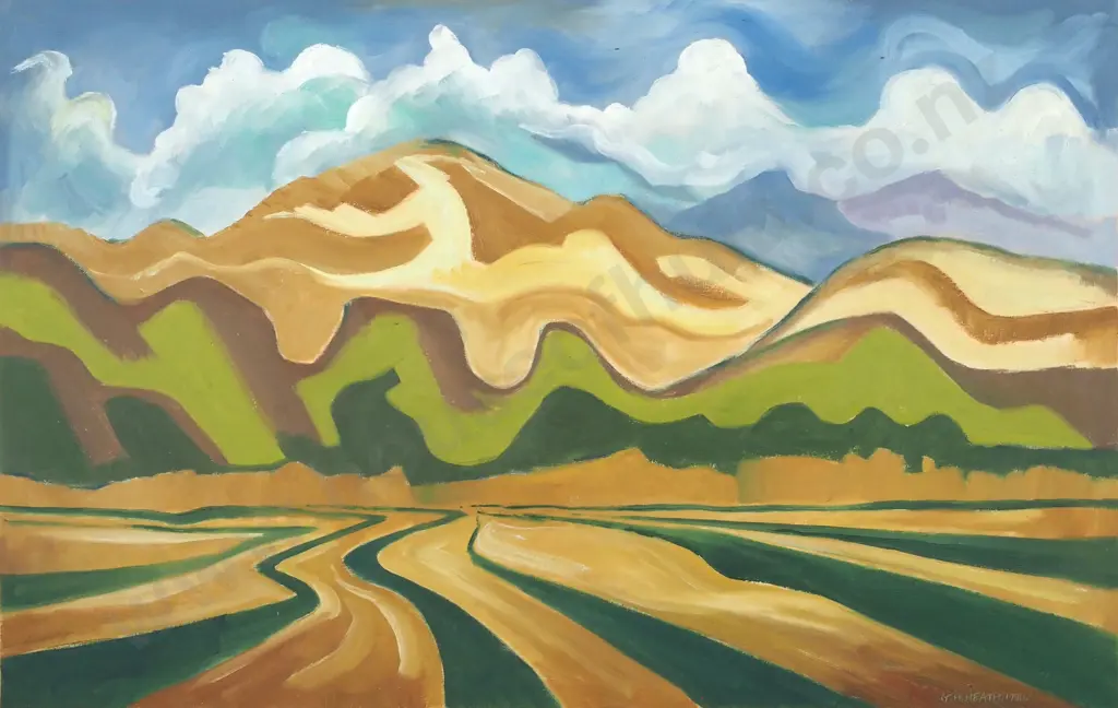 Geoffrey H Heath - 'The Waimakariri' , Oil on Canvas Image 1++