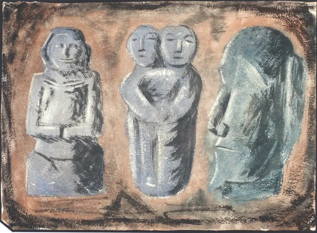 Geoffrey Fairburn - Easter Island, Hawaii Double Tiki, Marquise Tiki, Mixed Media (c. 1960) Image 1++