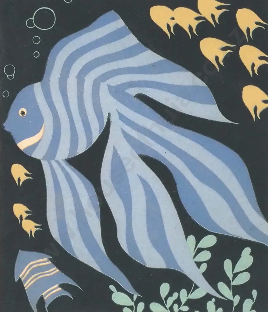 George Woods - 'Tropical Fishes', Colour Woodblock (c. 1948) Image 1++