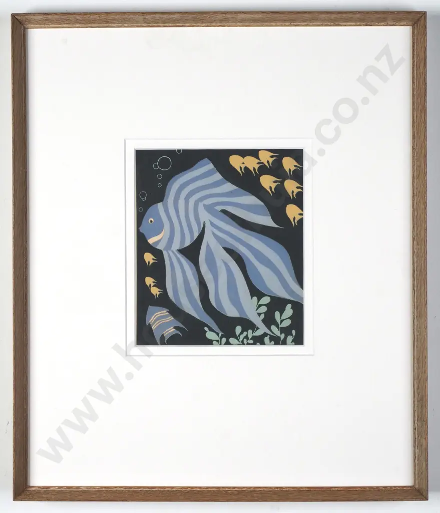 George Woods - 'Tropical Fishes', Colour Woodblock (c. 1948) Image 1++