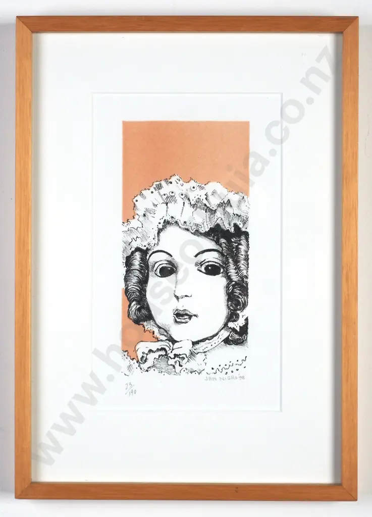 Jan Nigro - 'Doll Face', Lithograph Print, Ed 23/190, 1998 Image 1++