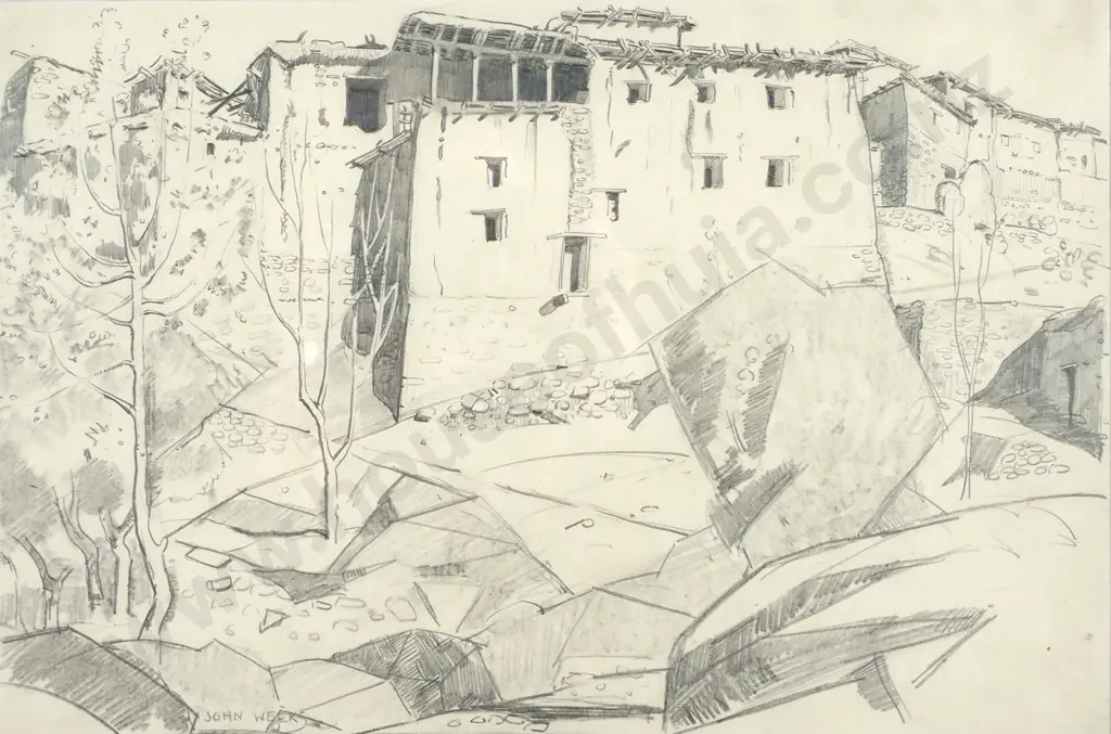 John Weeks - Ouriki, Morocco, Graphite (c. 1920s) Image 1++
