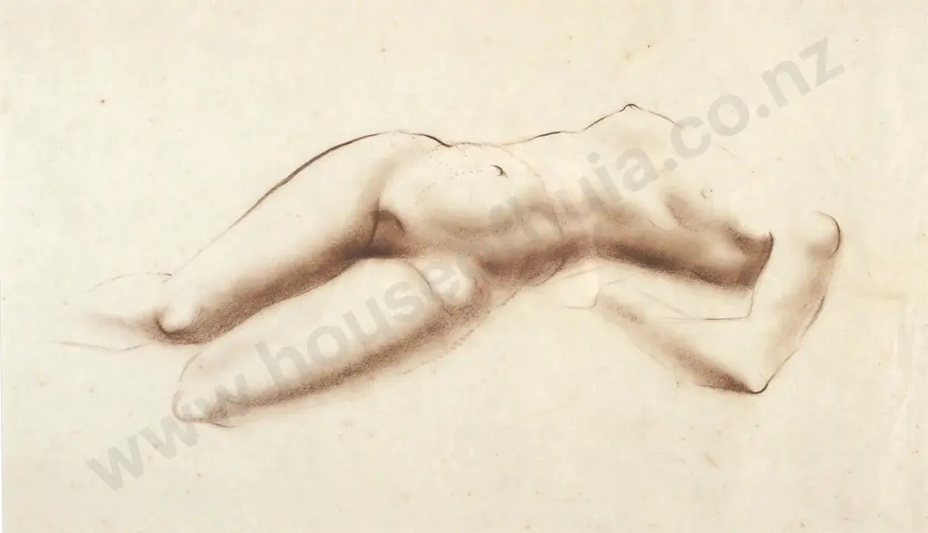 John Weeks - Nude Figure Study,  Conté  (c.1930s) Image 1++