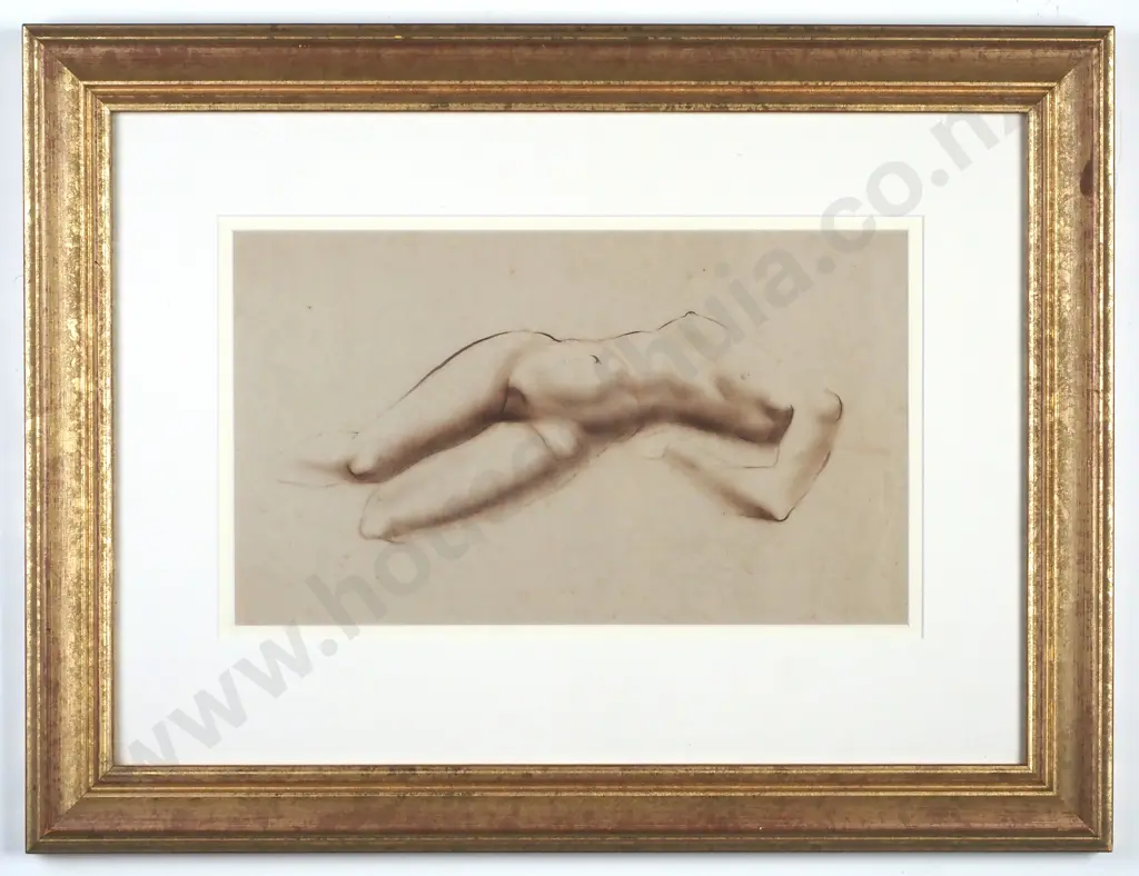 John Weeks - Nude Figure Study,  Conté  (c.1930s) Image 1++