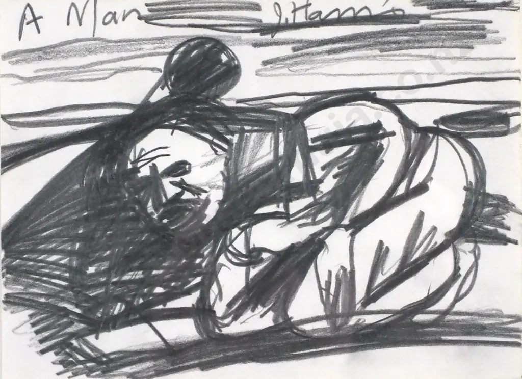 Jeffrey Harris - A Man, Graphite on Paper Image 1++
