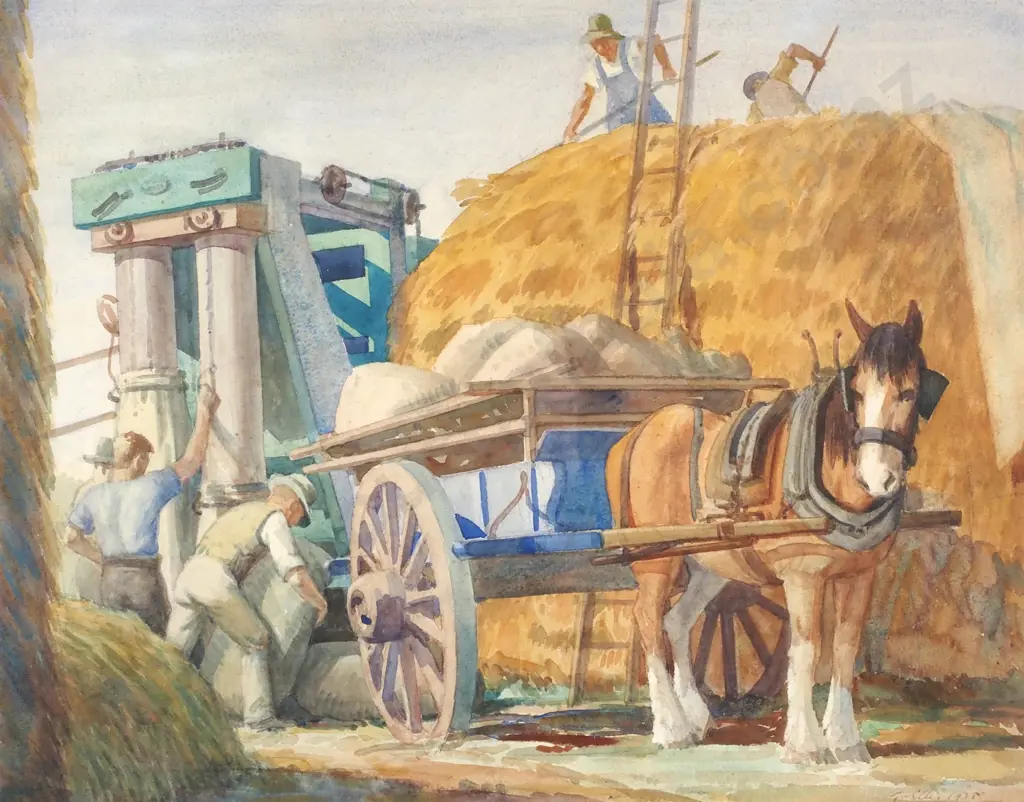 Frederick Ellis - Untitled (Farm Labour), Watercolour (1938) Image 1++