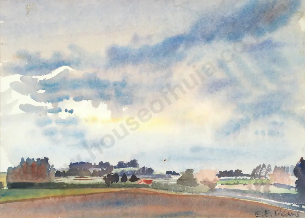 E E Deans - Canterbury Landscape, Watercolour Image 1++