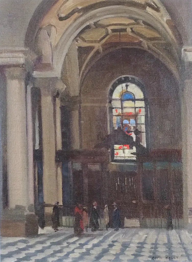 Cecil Kelly - 'Interior St Pauls Cathedral,London', Oil on Canvas Board Image 1++