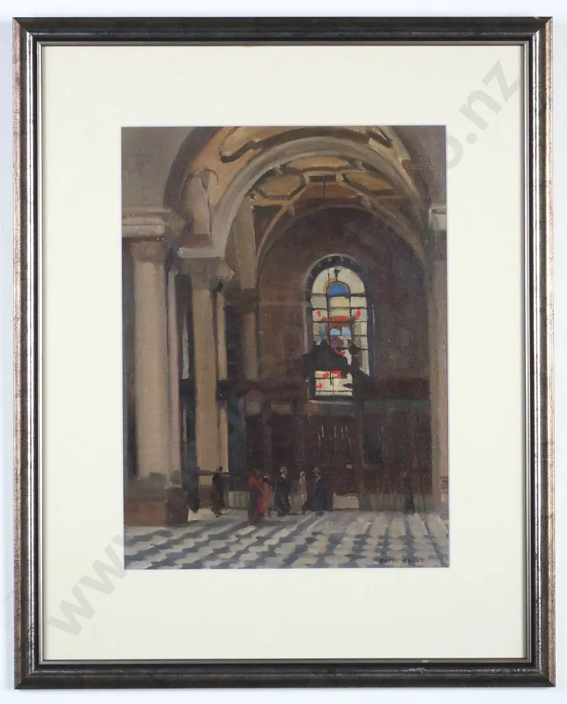 Cecil Kelly - 'Interior St Pauls Cathedral,London', Oil on Canvas Board Image 1++