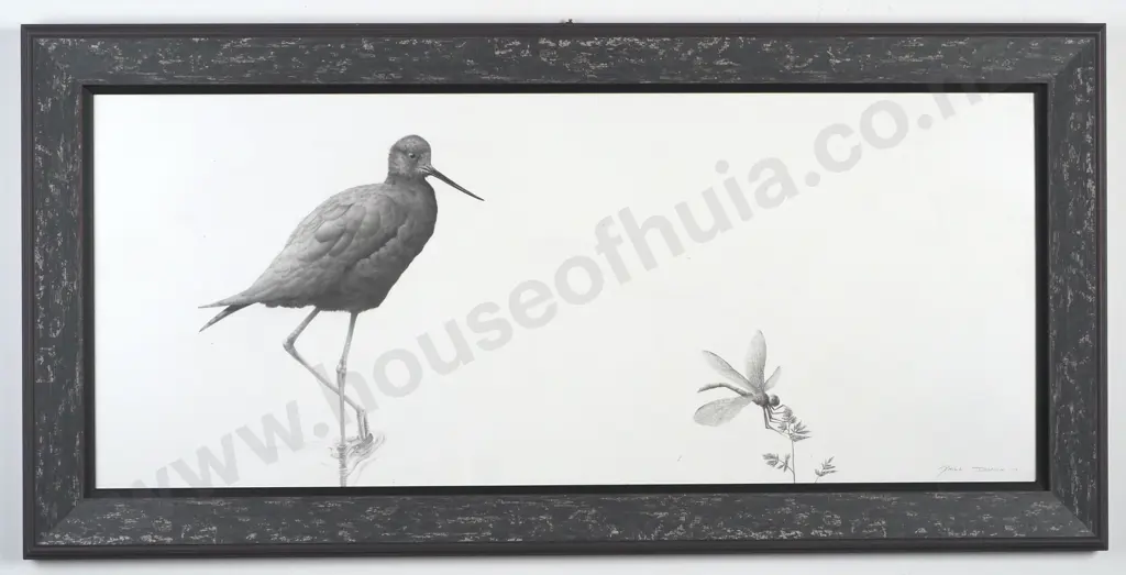 Phill Dunn - 'Black Stilt', Pencil on Painted Board (2017) Image 1++