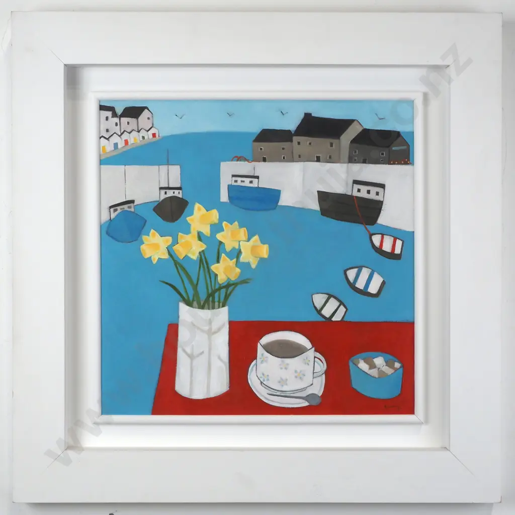 Katty McMurray - ‘Tea and Daffs at the Café’, Oil on Canvas Image 1++