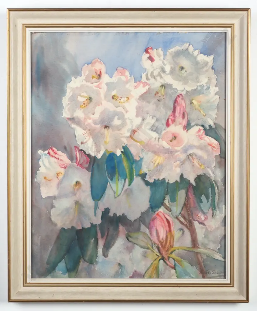 Beatrice Seddon - Still Life of Flowers, Watercolour & Charcoal (1986) Image 1++