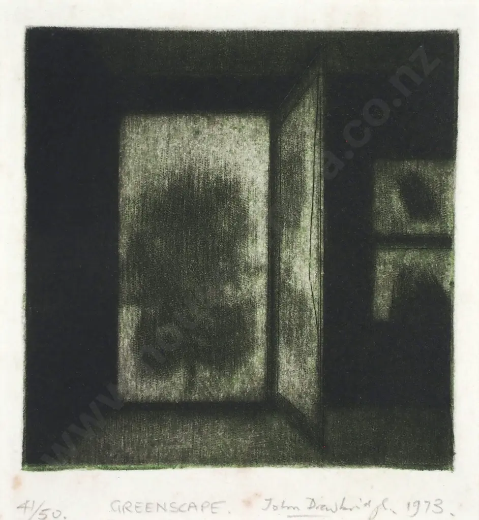 John Drawbridge - 'Greenscape', Mezzotint, LE 41/50 (1973) Image 1++