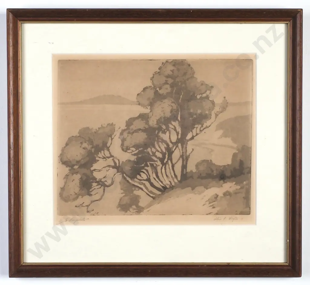 Alice F Whyte - 'To Rangitoto', Etching Image 1++