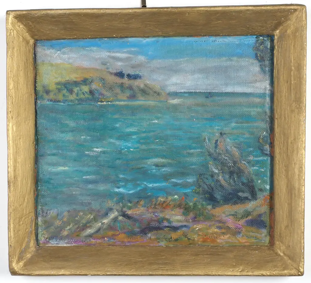 Alan Mclean - 'Lyttleton Inlet', Oil on Hessian Sack Image 1++