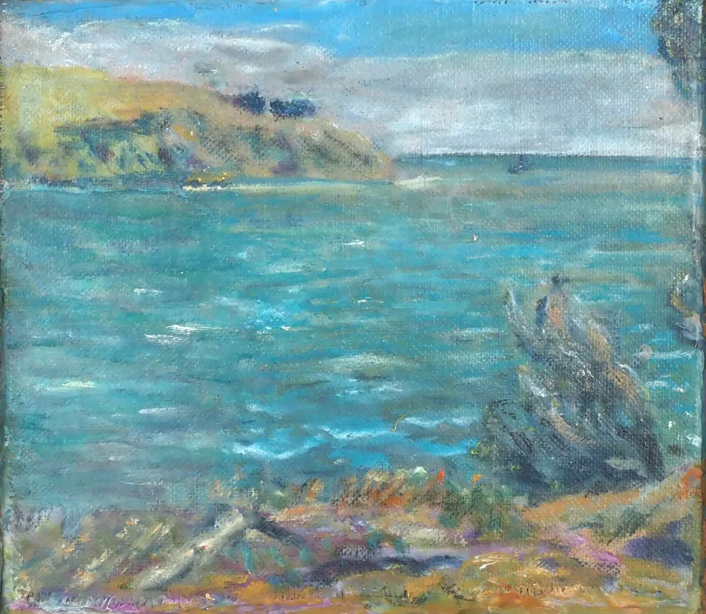 Alan Mclean - 'Lyttleton Inlet', Oil on Hessian Sack Image 1++
