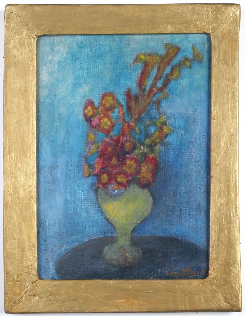 Alan Mclean - Still Life, Oil on Hessian Sack (1992) Image 1++