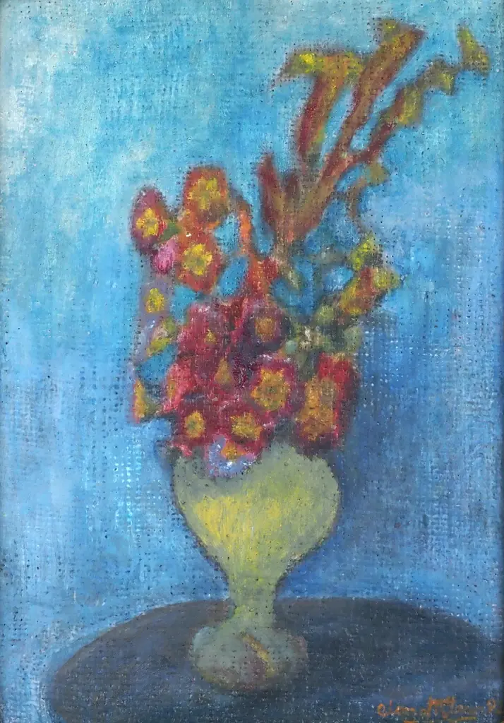 Alan Mclean - Still Life, Oil on Hessian Sack (1992) Image 1++