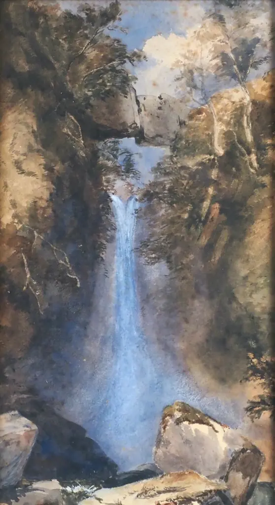 'Bush Waterfall', Colonial Watercolour Image 1++